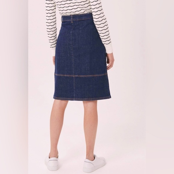 Hobbs Macy High Waist Button Front Denim Skirt - Picture 5 of 6